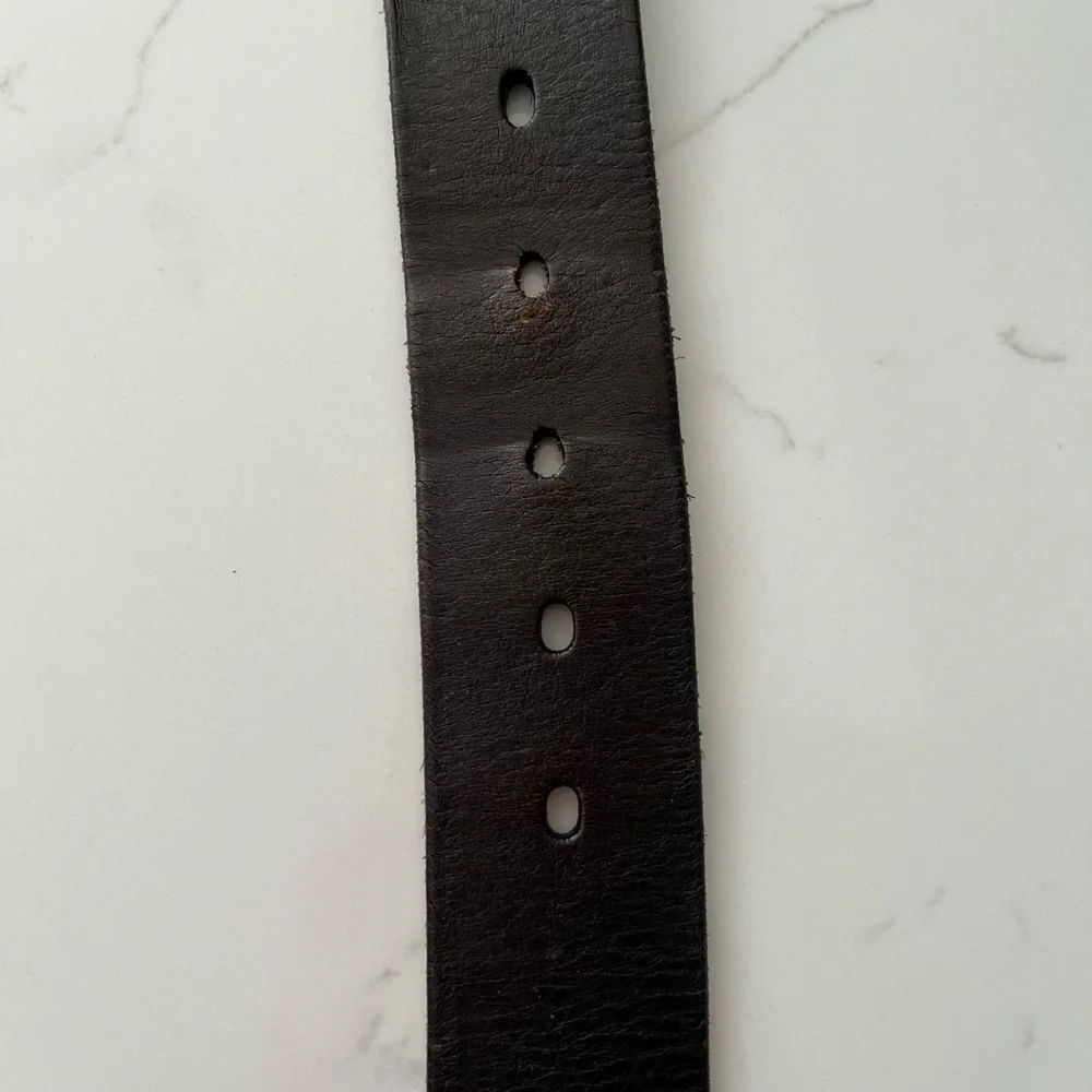 Fossil Genuine Leather Belt Dark Brown Matte Silvertone Buckle Size 34